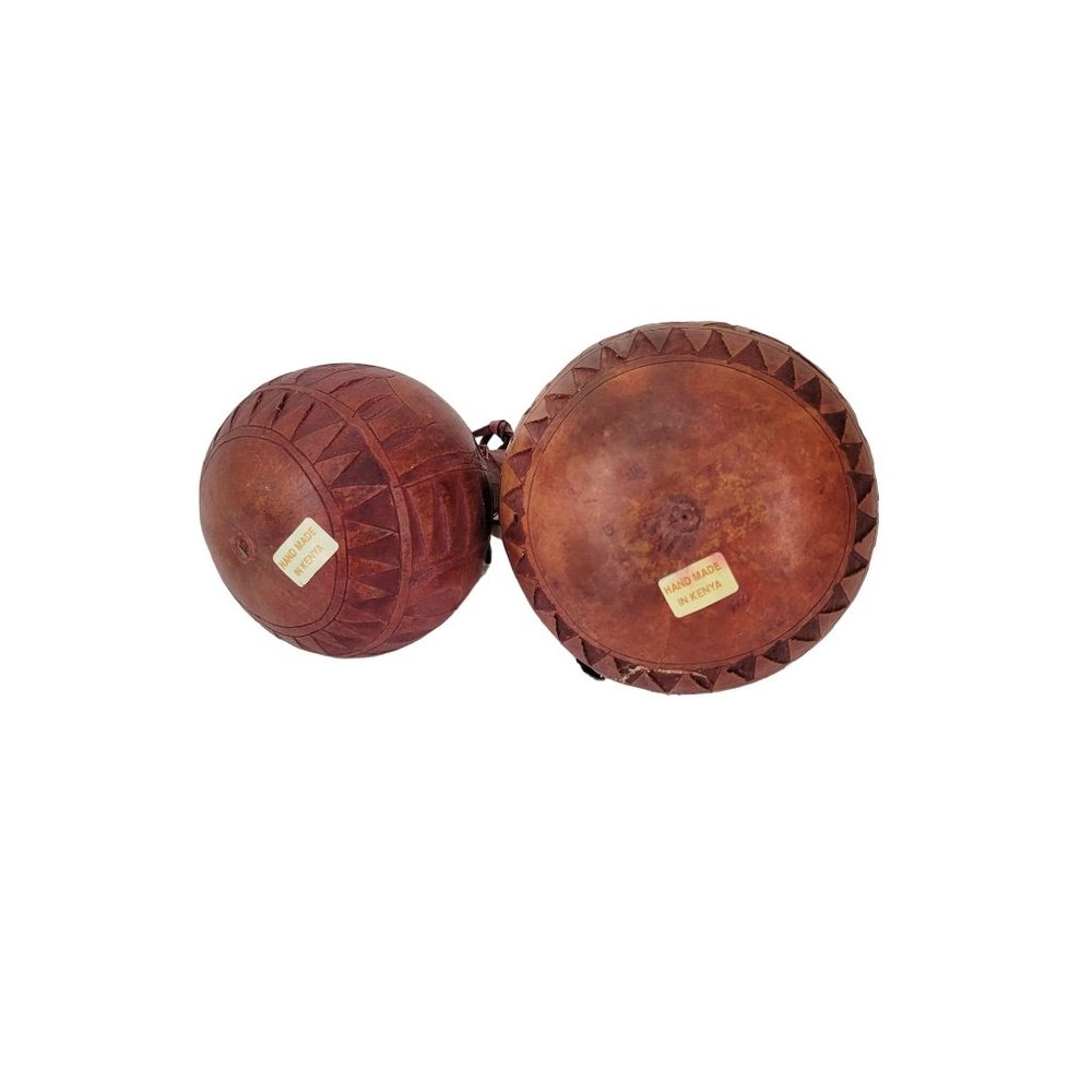 Carved Gourd Ornaments Set of Two Made in Kenya - Picture 4 of 5